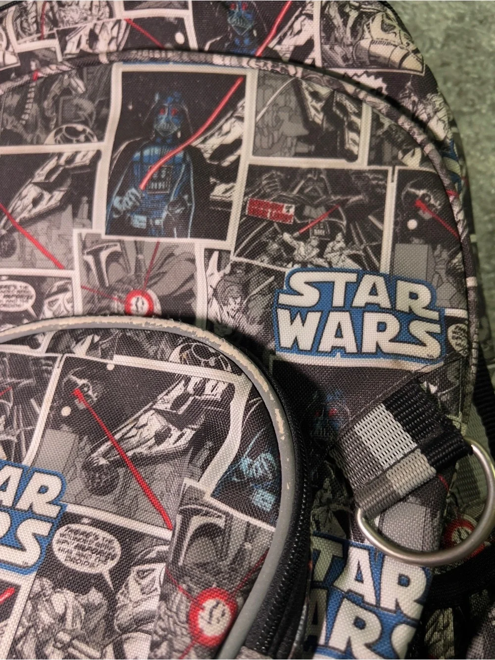 Pottery Barn Star Wars Black and Gray Comic Graphic Rolling Backpack 3 Pockets